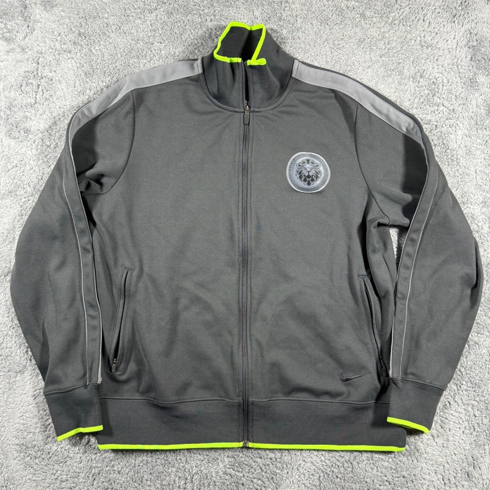 Nike LeBron‎ James Basketball Track Jacket Full Zip Gray Neon Warm Up Size XL